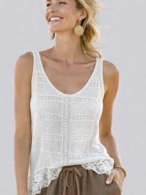 White Lace Trim Peplum Tank Top – Soft & Feminine
